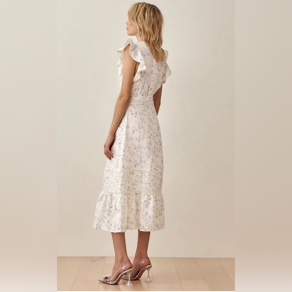 Reformation Lili Linen Midi Dress with Laurel Print - Picture 4 of 11